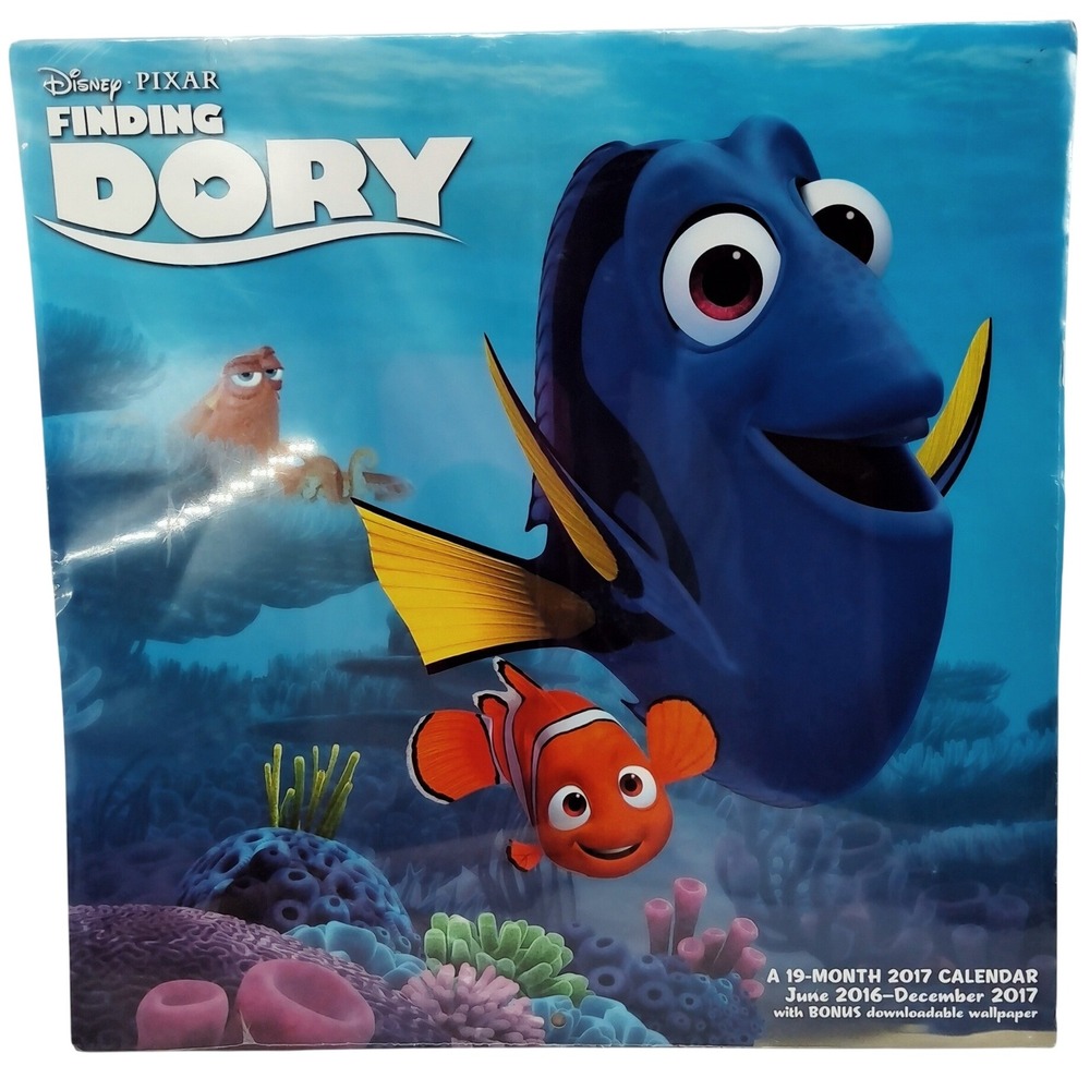 NOS Disney Pixar Finding Dory 2016/2017 19-Month Calendar Beautiful Pictures